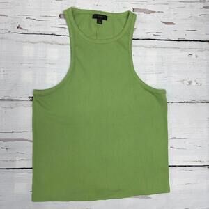 J.Crew Re-Imagined Ribbed Cotton-Modal Tank Green L Lightweight Trendy